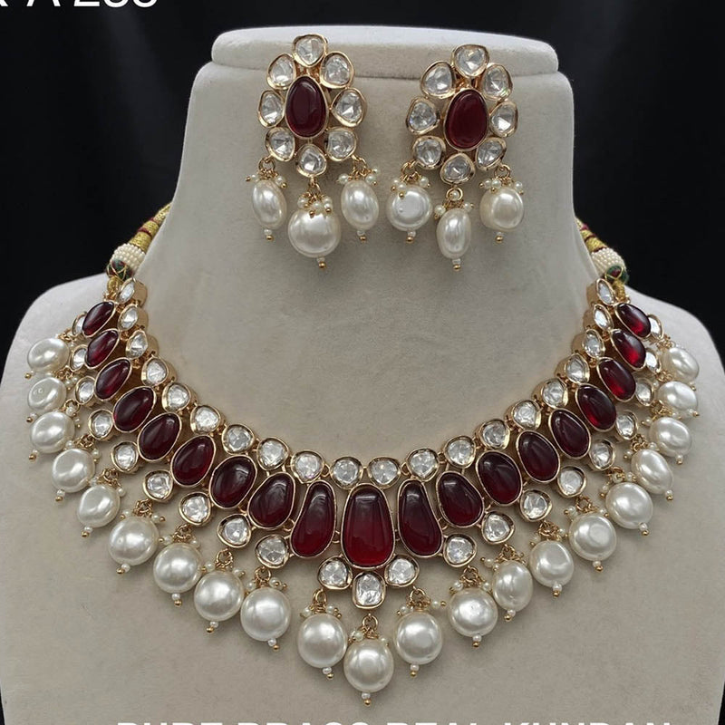 Amoliya Jewels Gold Plated Polki Kundan Necklace Set