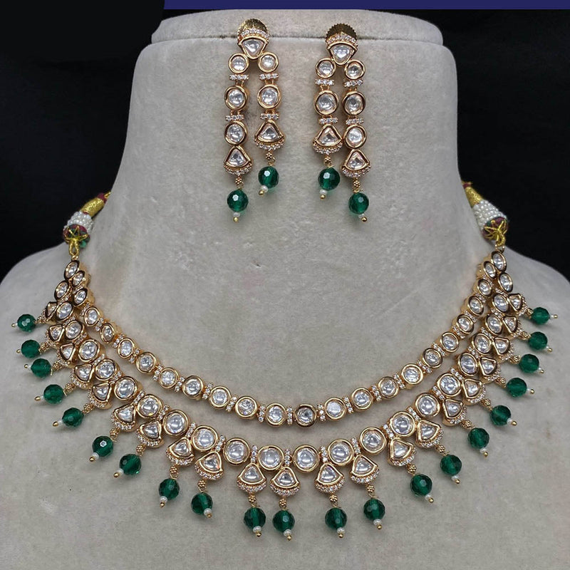 Amoliya Jewels Gold Plated Polki Kundan Necklace Set