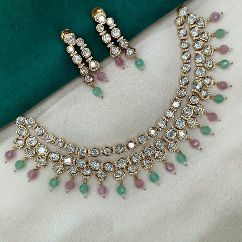 Amoliya Jewels Gold Plated Polki Kundan Necklace Set