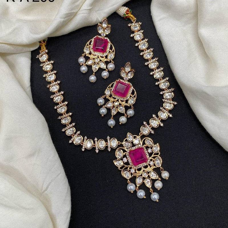 Amoliya Jewels Gold Plated Polki Kundan Stone Necklace Set