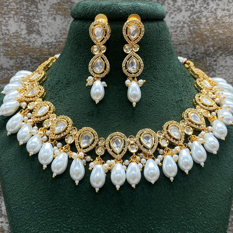 Amoliya Jewels Gold Plated Polki Kundan Stone Choker Necklace Set