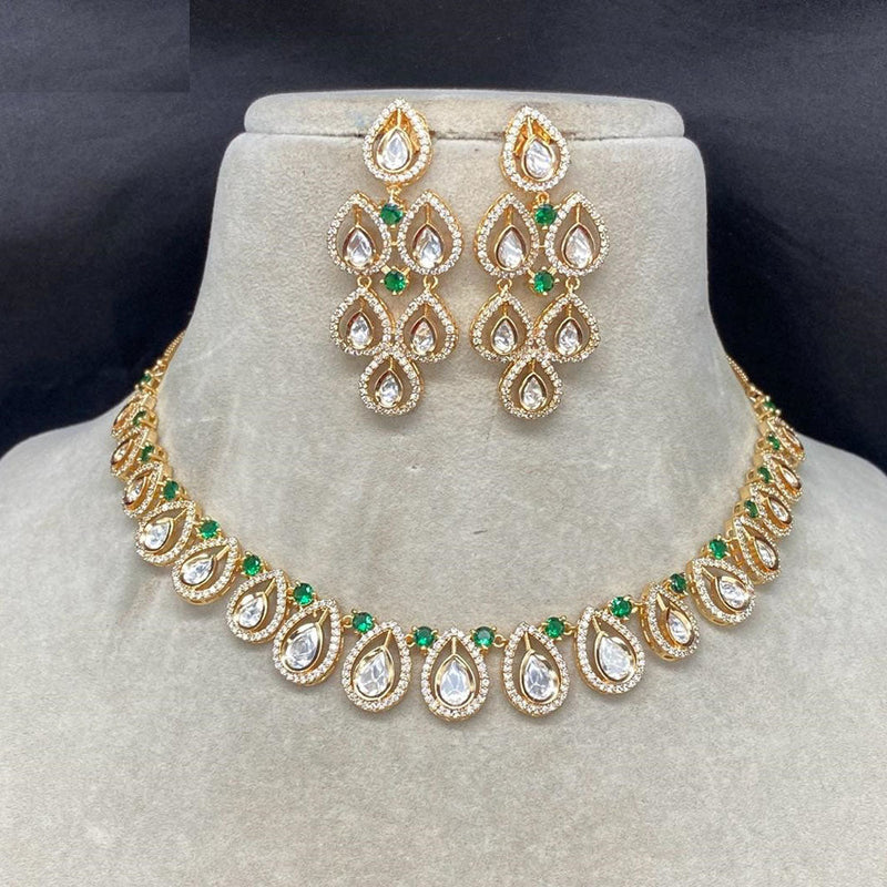 Amoliya Jewels Gold Plated Kundan Stone Choker Necklace Set