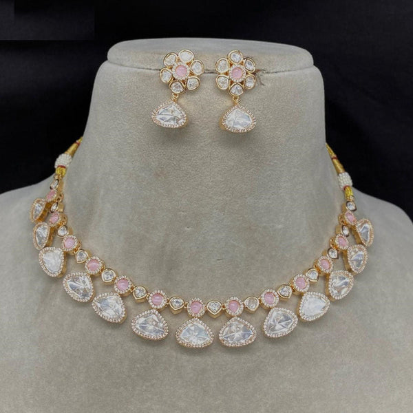 Amoliya Jewels Gold Plated Kundan Stone Choker Necklace Set