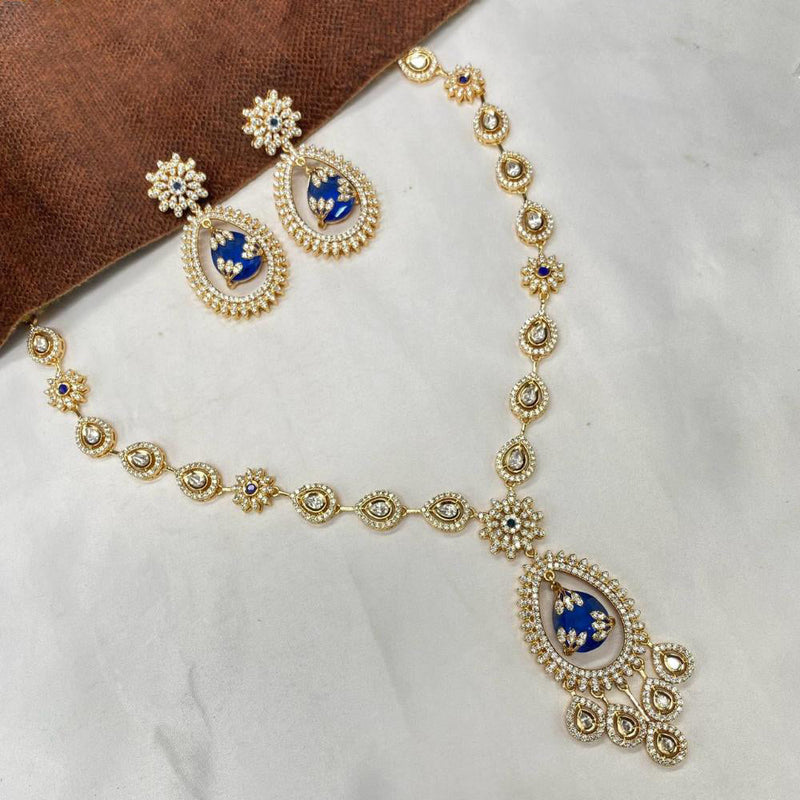 Amoliya Jewels Gold Plated Polki Kundan And Austrian Stone Necklace Set