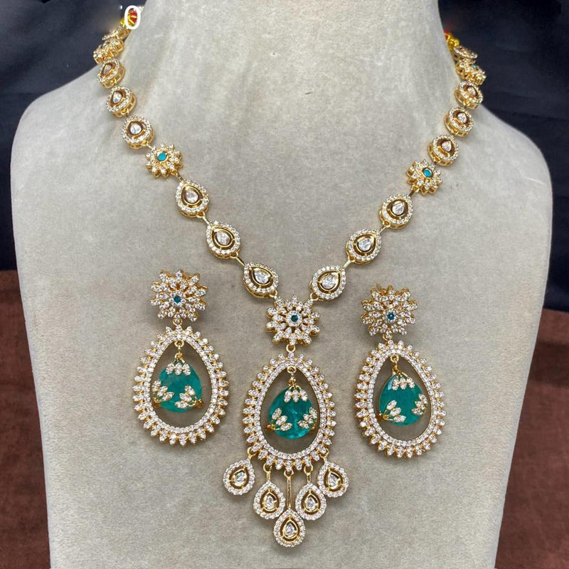 Amoliya Jewels Gold Plated Polki Kundan And Austrian Stone Necklace Set