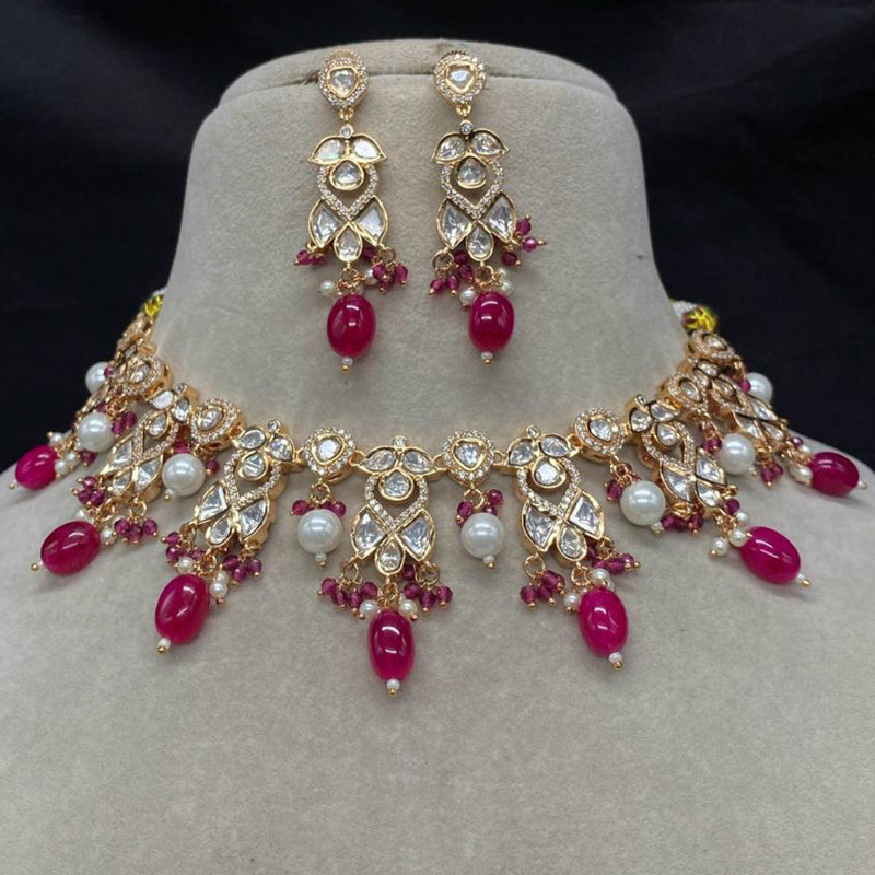 Amoliya Jewels Gold Plated Polki Kundan Choker Necklace Set