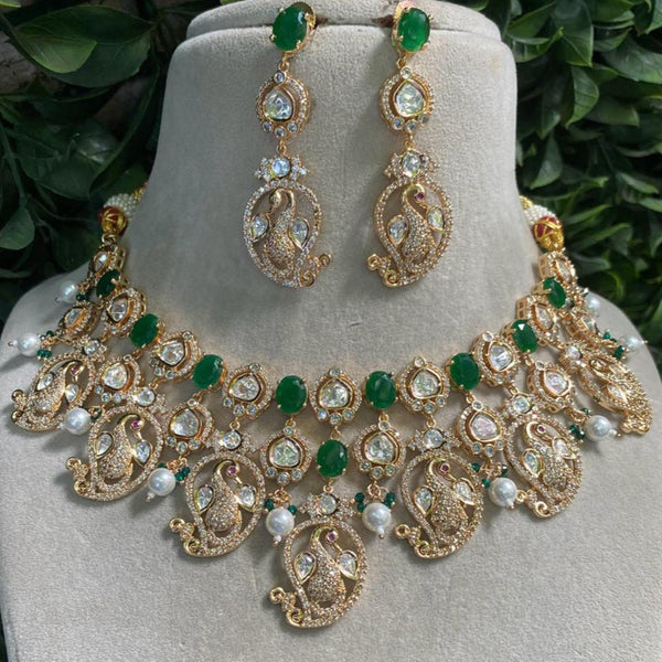 Amoliya Jewels Gold Plated Polki Kundan Choker Necklace Set