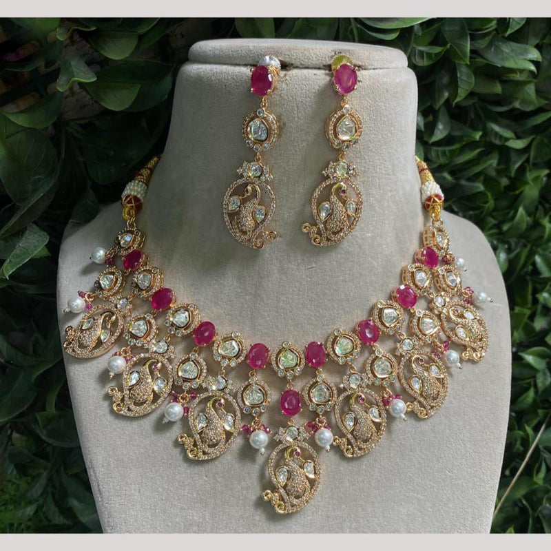 Amoliya Jewels Gold Plated Polki Kundan Choker Necklace Set