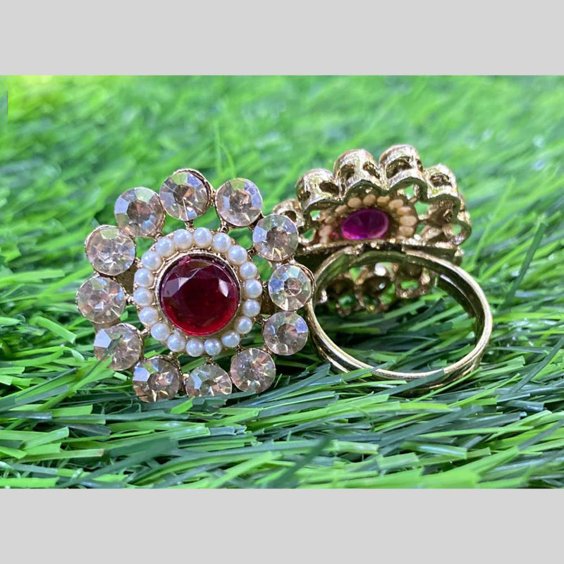 Amoliya Jewels Gold Plated Crystal Stone And Austrian Rings