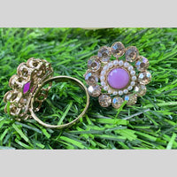 Amoliya Jewels Gold Plated Crystal Stone And Austrian Rings