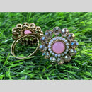Amoliya Jewels Gold Plated Crystal Stone And Austrian Rings
