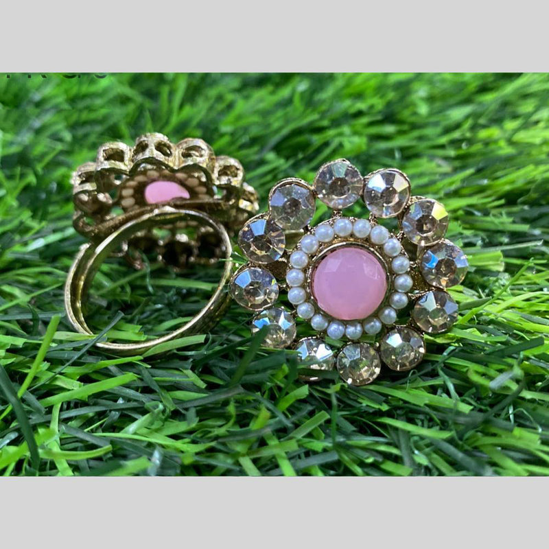 Amoliya Jewels Gold Plated Crystal Stone And Austrian Rings