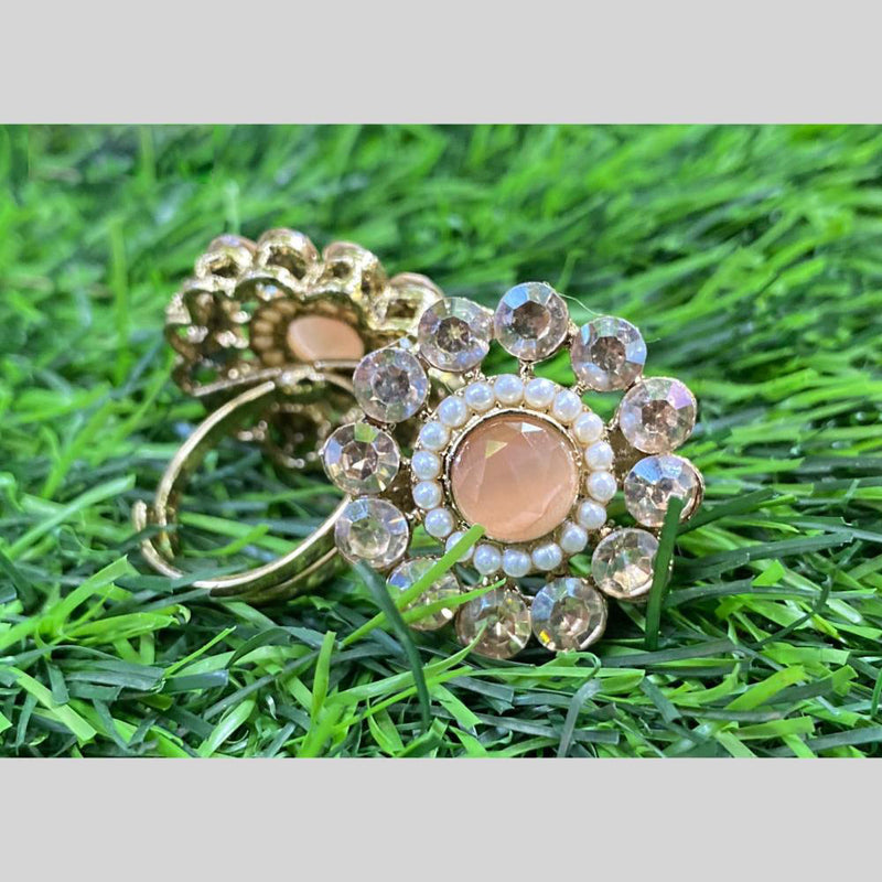 Amoliya Jewels Gold Plated Crystal Stone And Austrian Rings