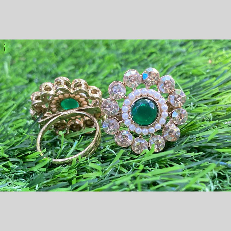 Amoliya Jewels Gold Plated Crystal Stone And Austrian Rings