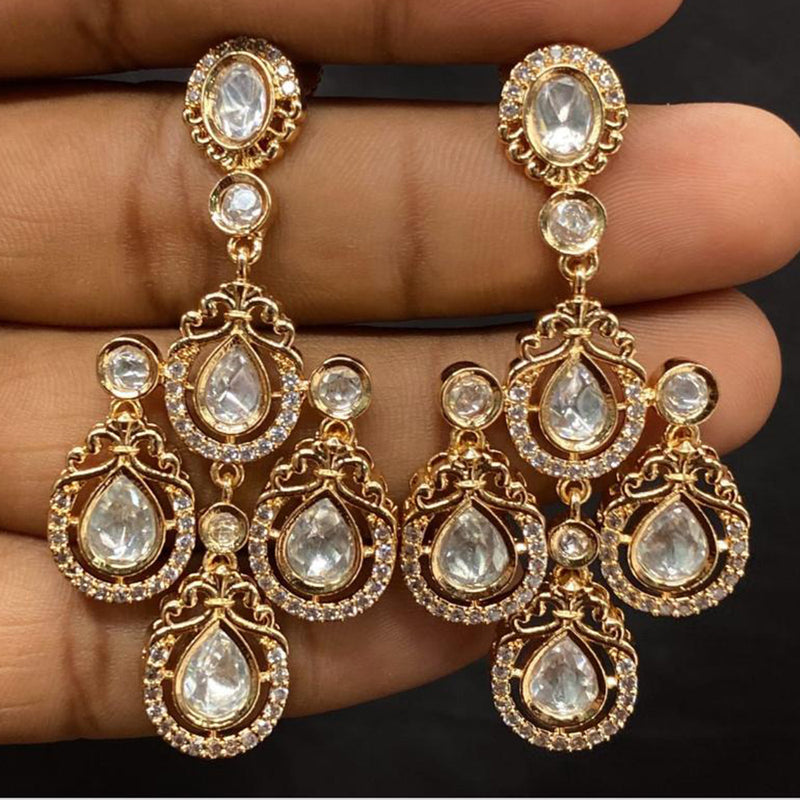 Amoliya Jewels Gold Plated Kundan Stone  Dangler Earrings