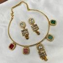 Amoliya Jewels Gold Plated  Kundan Stone  & Austrian Stone Necklace Set