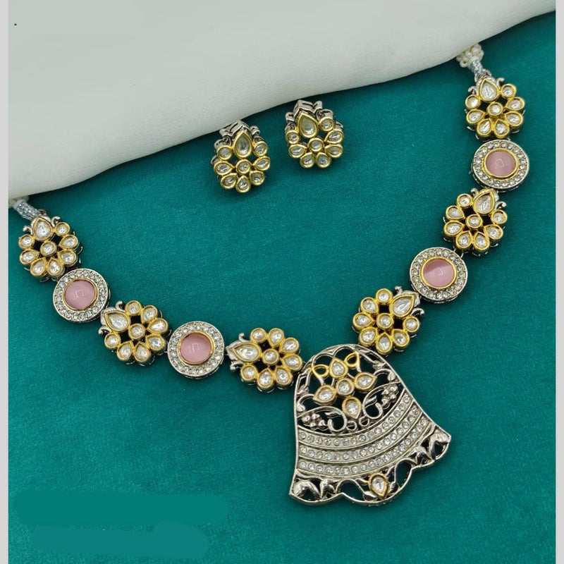 Amoliya Jewels 2 Tone  Plated  Kundan Stone Necklace Set