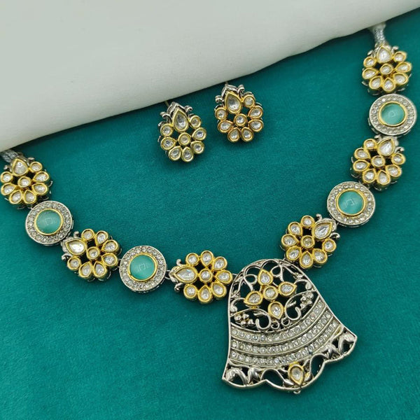 Amoliya Jewels 2 Tone  Plated  Kundan Stone Necklace Set