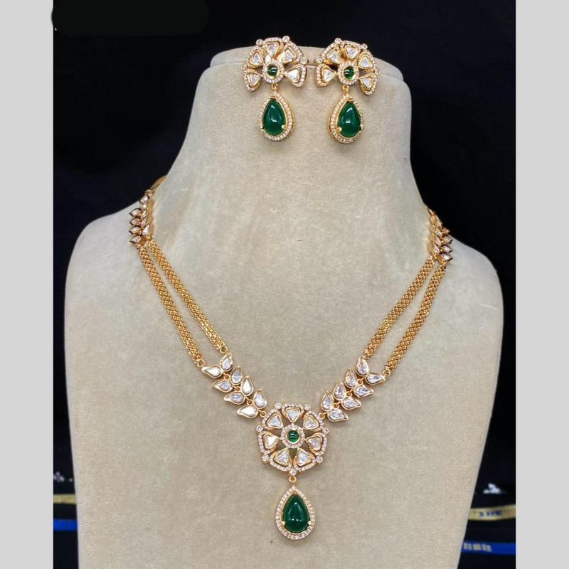 Amoliya Jewels Gold   Plated  Kundan Stone & Austrian Stone Necklace Set