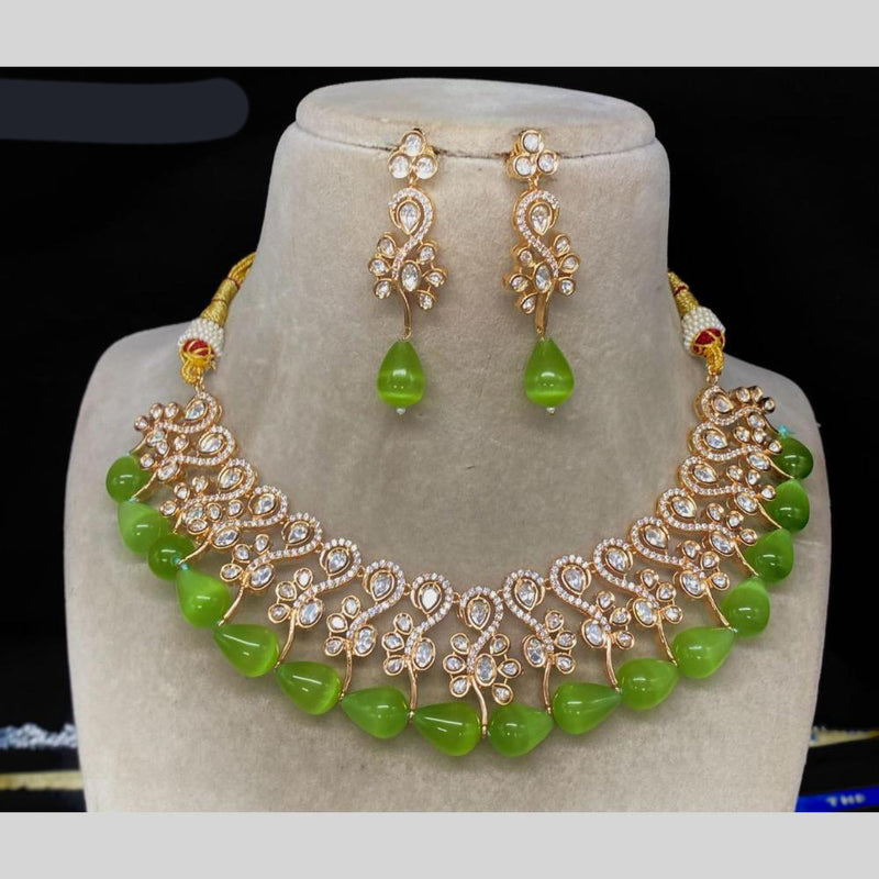 Amoliya Jewels Gold  Plated Polki  Kundan &  Pearls  Necklace Set