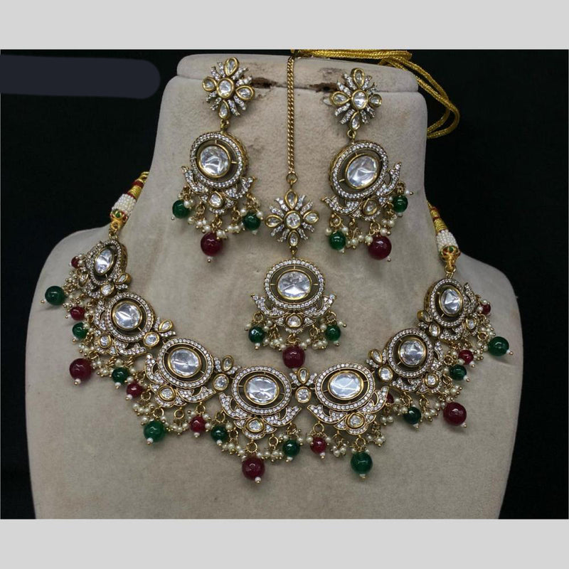 Amoliya Jewels Gold  Plated  Kundan Stone  &  Pearls  Necklace Set