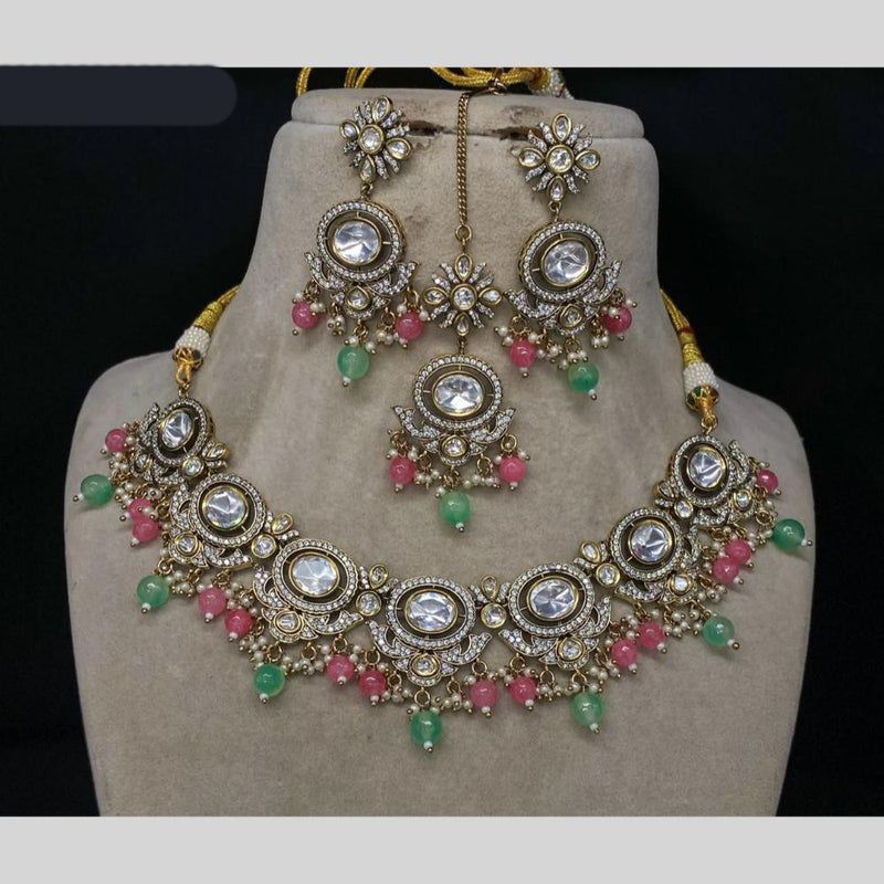 Amoliya Jewels Gold  Plated  Kundan Stone  &  Pearls  Necklace Set