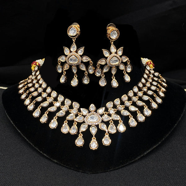 Amoliya Jewels Gold Plated Polki Kundan Necklace Set