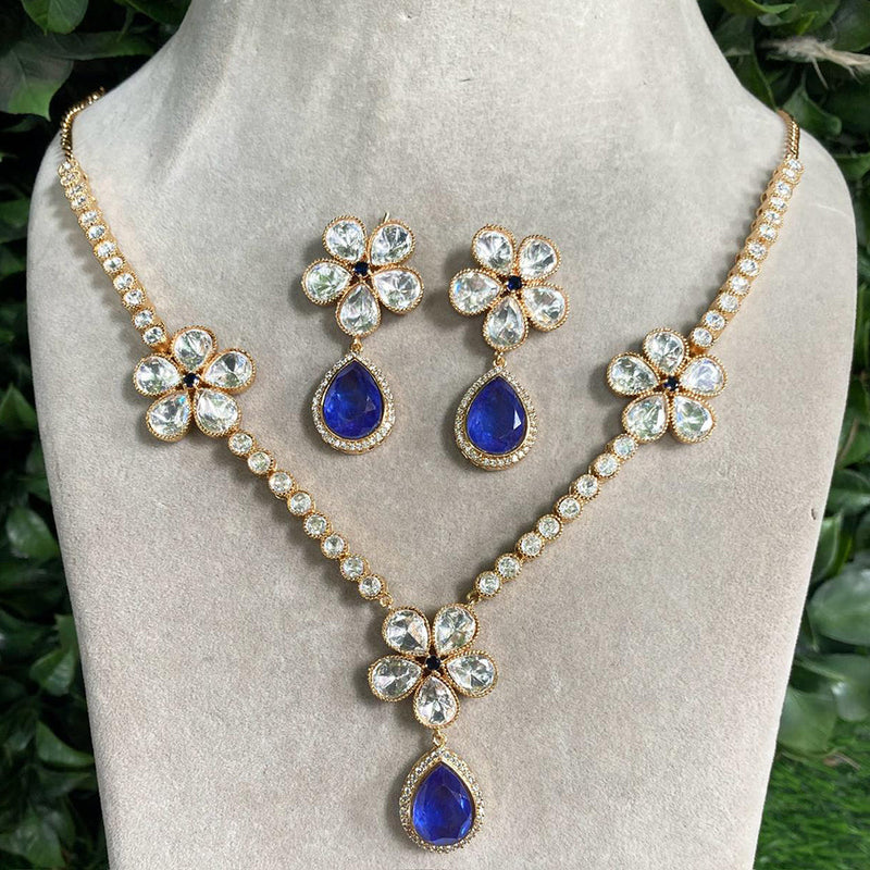 Amoliya Jewels Gold Plated Polki Kundan Necklace Set