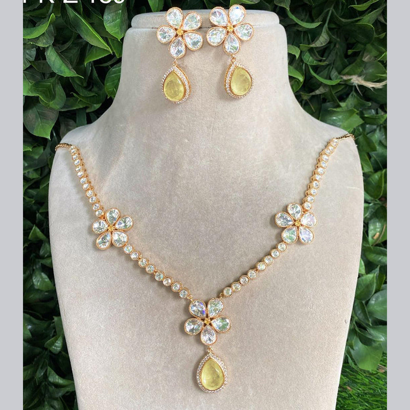 Amoliya Jewels Gold Plated Polki Kundan Necklace Set