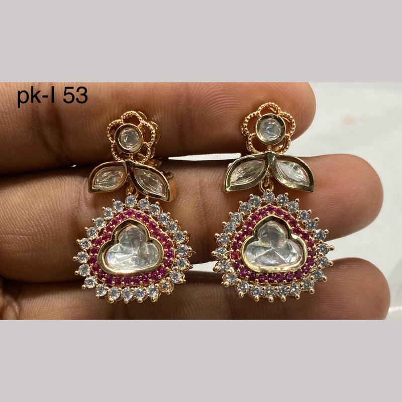 Amoliya Jewels Gold Plated Polki Kundan Stone And Pearls Dangler Earrings