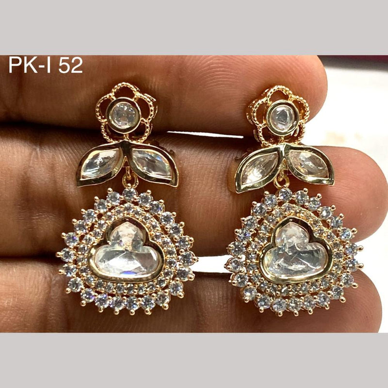 Amoliya Jewels Gold Plated Polki Kundan Stone And Pearls Dangler Earrings