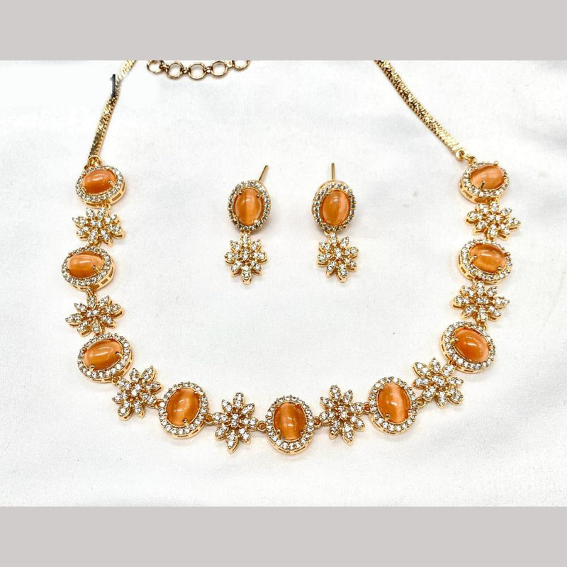 Amoliya Jewels Gold Plated Austrian Stone Necklace Set