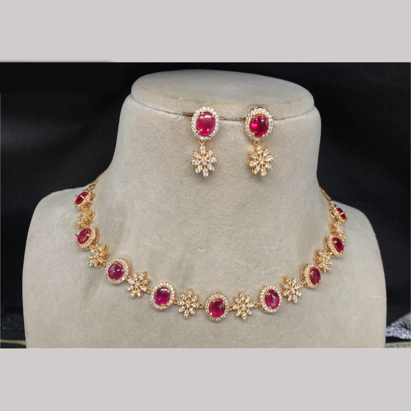 Amoliya Jewels Gold Plated Austrian Stone Necklace Set