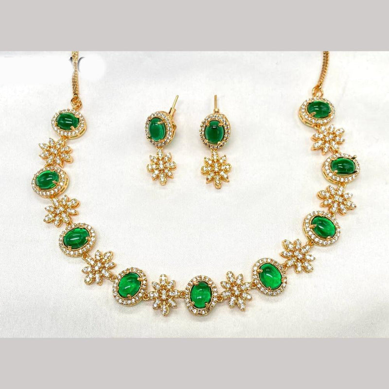 Amoliya Jewels Gold Plated Austrian Stone Necklace Set