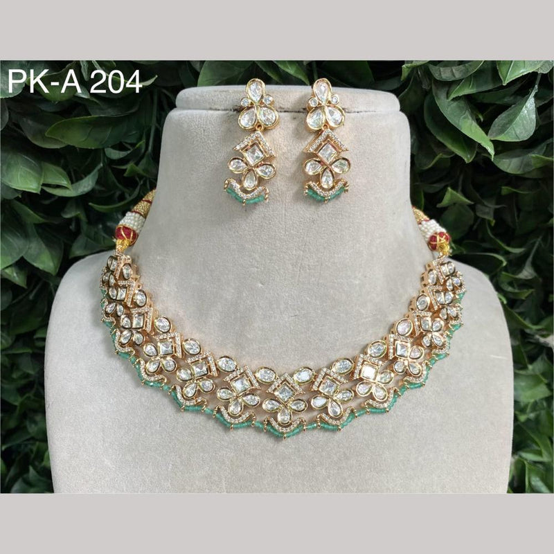 Amoliya Jewels Gold Plated Polki Kundan Stone Necklace Set