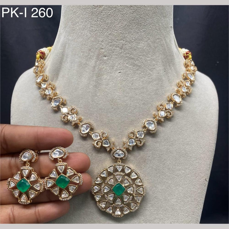 Amoliya Jewels Gold Plated Polki Kundan Stone Necklace Set