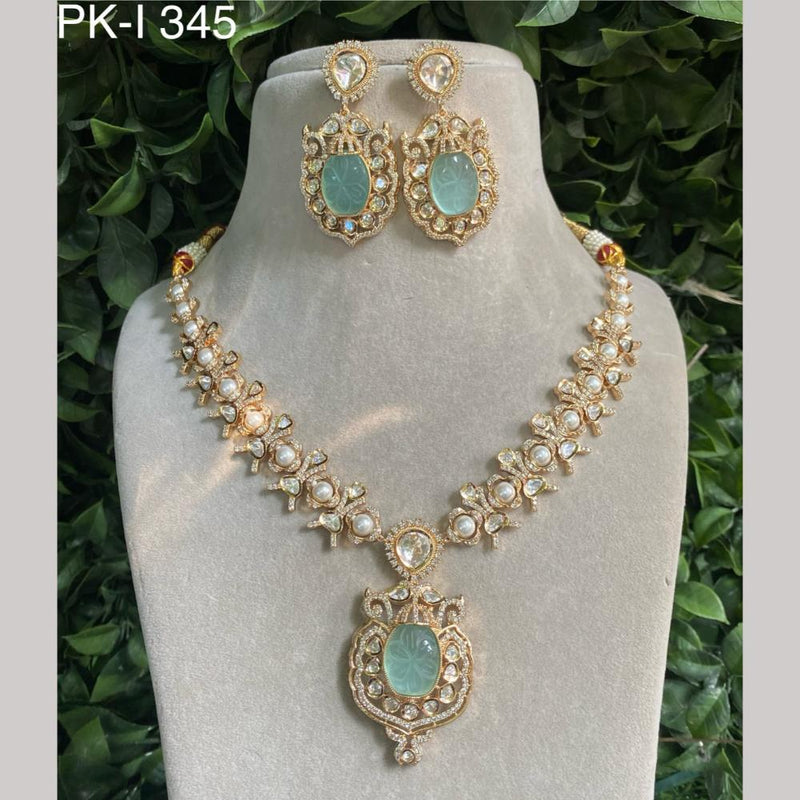 Amoliya Jewels Gold Plated Polki Kundan Stone Necklace Set