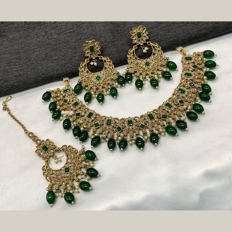 Amoliya Jewels Gold Plated Crystal Stone  Necklace Set