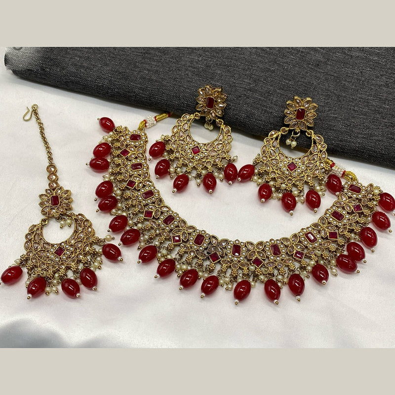 Amoliya Jewels Gold Plated Crystal Stone  Necklace Set