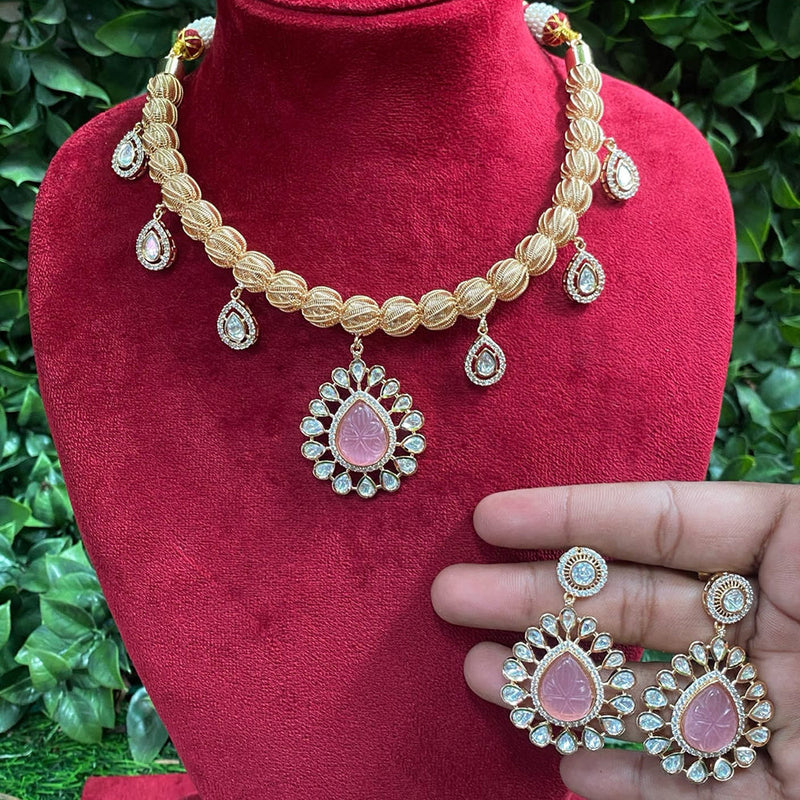 Amoliya Jewels Gold Plated Polki Kundan Necklace Set