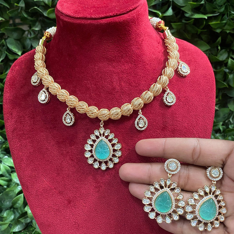 Amoliya Jewels Gold Plated Polki Kundan Necklace Set