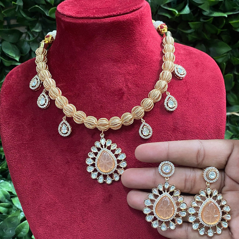 Amoliya Jewels Gold Plated Polki Kundan Necklace Set