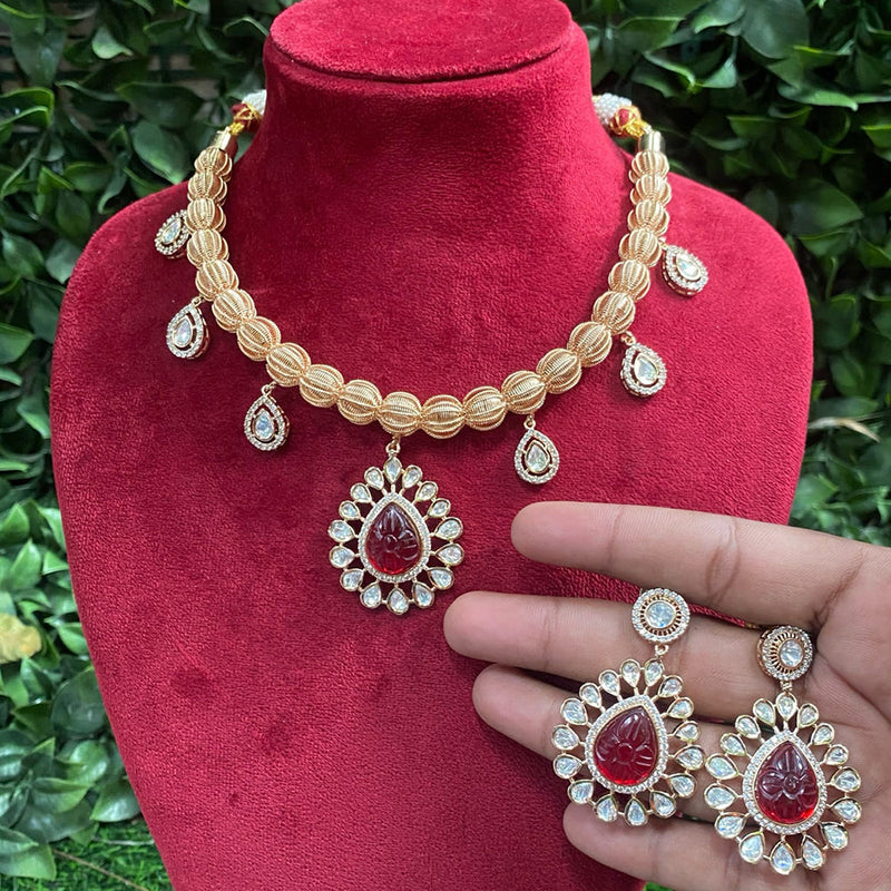 Amoliya Jewels Gold Plated Polki Kundan Necklace Set