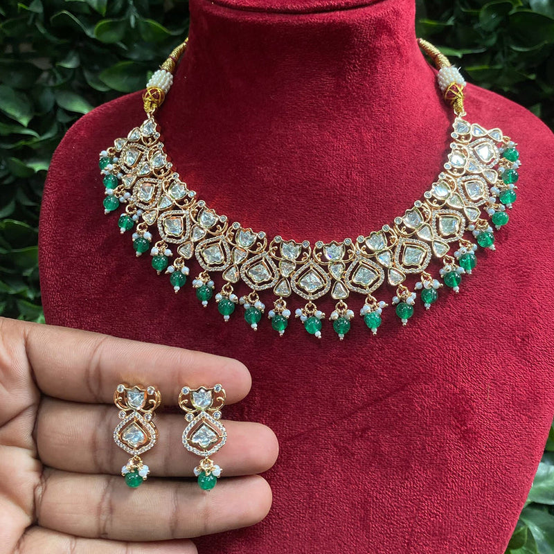 Amoliya Jewels Gold Plated Polki Kundan Necklace Set