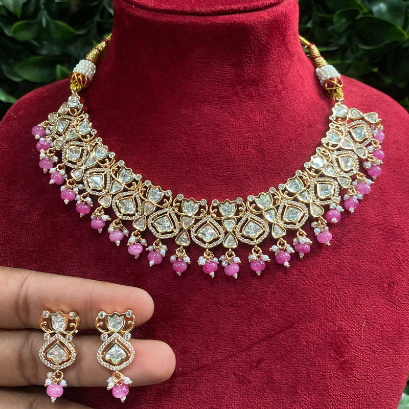 Amoliya Jewels Gold Plated Polki Kundan Necklace Set