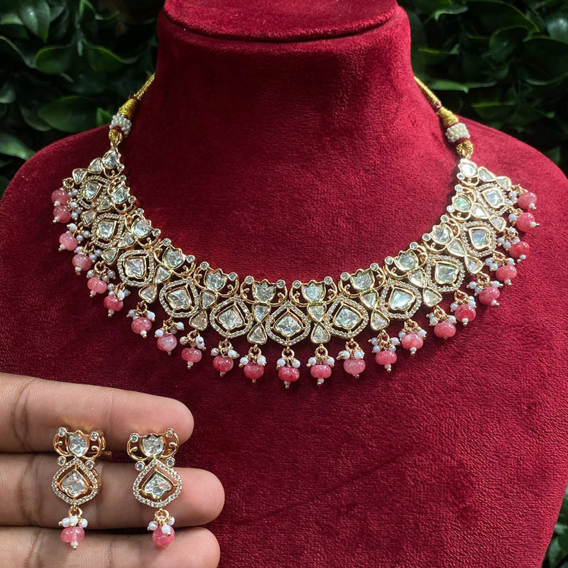 Amoliya Jewels Gold Plated Polki Kundan Necklace Set