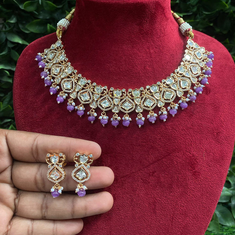 Amoliya Jewels Gold Plated Polki Kundan Necklace Set