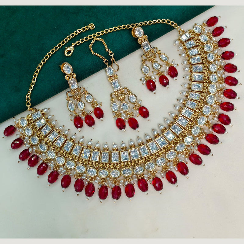 Amoliya Jewels Gold Plated Polki Kundan Necklace Set