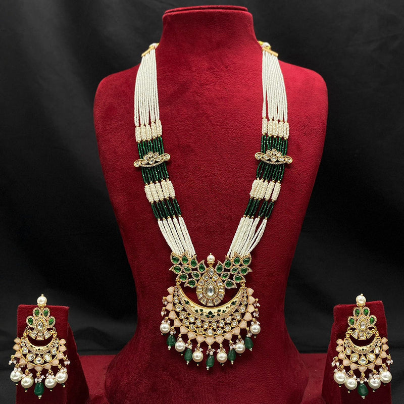 Amoliya Jewels Gold Plated Polki Kundan And Pearls Necklace Set