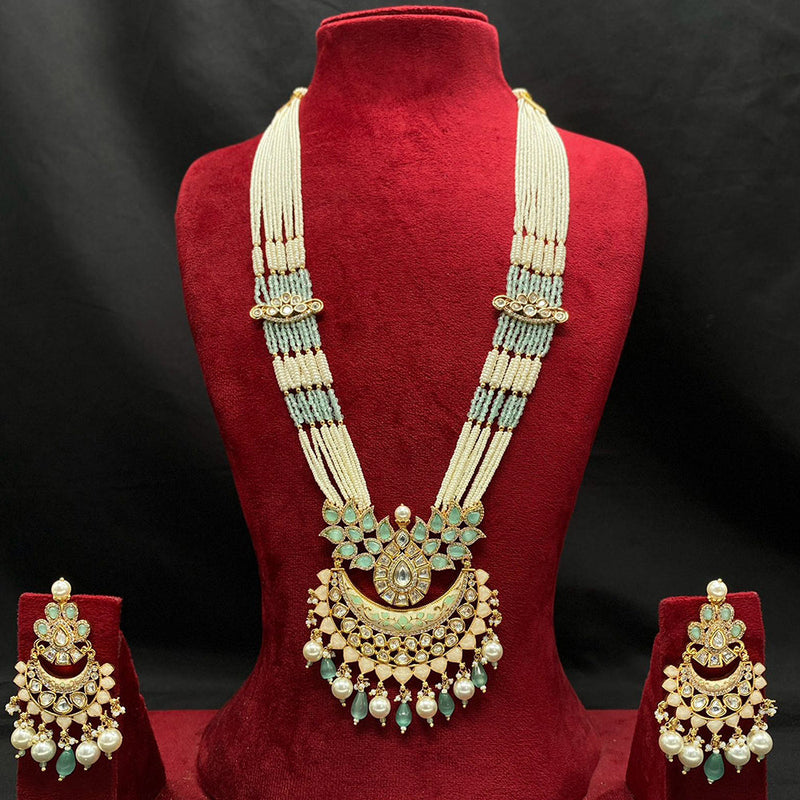 Amoliya Jewels Gold Plated Polki Kundan And Pearls Necklace Set